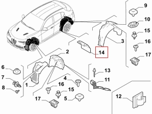 Osłona podwozia nadkola prawa Alfa Stelvio