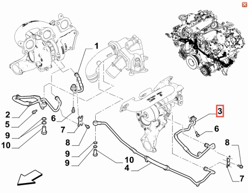 670051345 Przewód smarowania turbiny Alfa Romeo Giulia QV