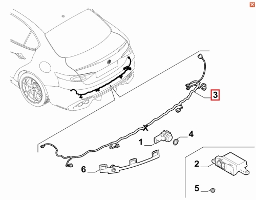 50546110 Wiązka czujników PDC parkowania tył Alfa Romeo Giulia